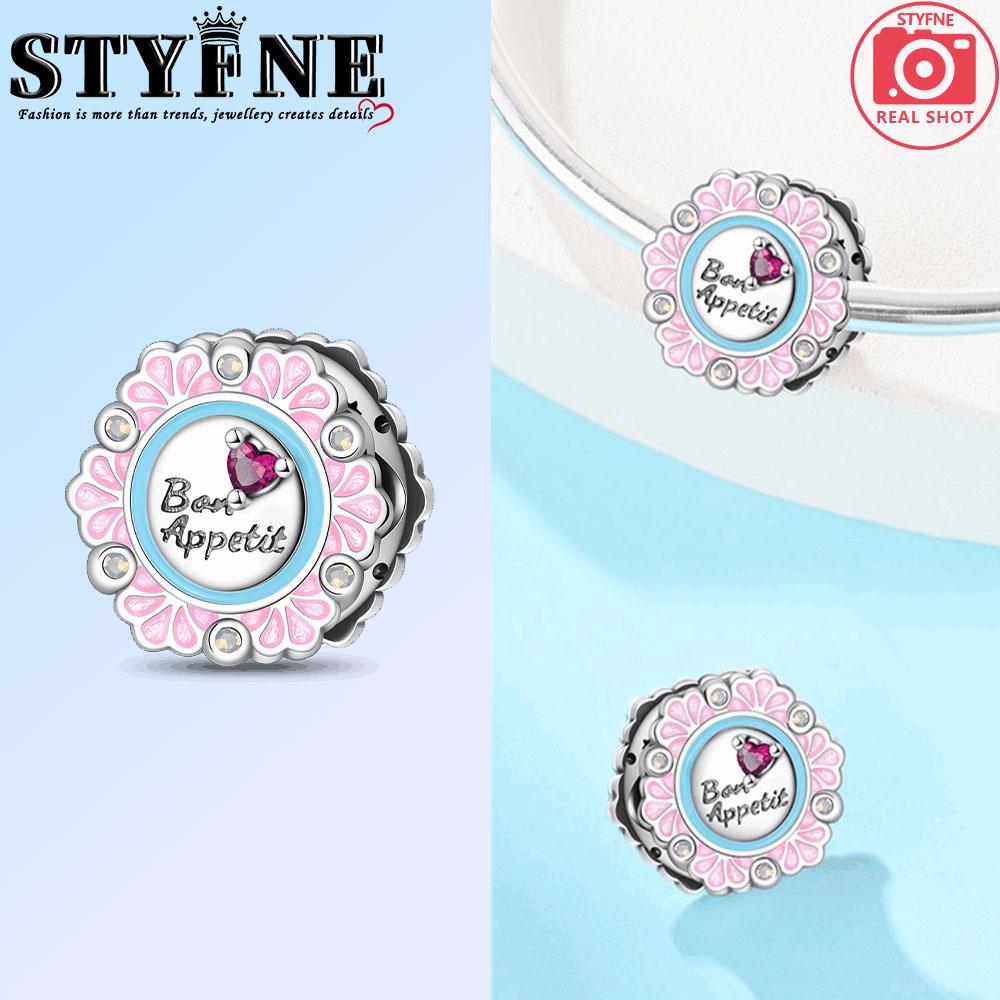 Copper Pink Tableware Fork Plate Security Chain Charms Beads Pendant For Original Bracelet Woman Girl Jewelry