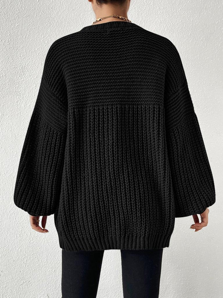 2026 Women's Solid Color Knit Loose Cardigan Sweater - Versatile, Simple, and Cozy