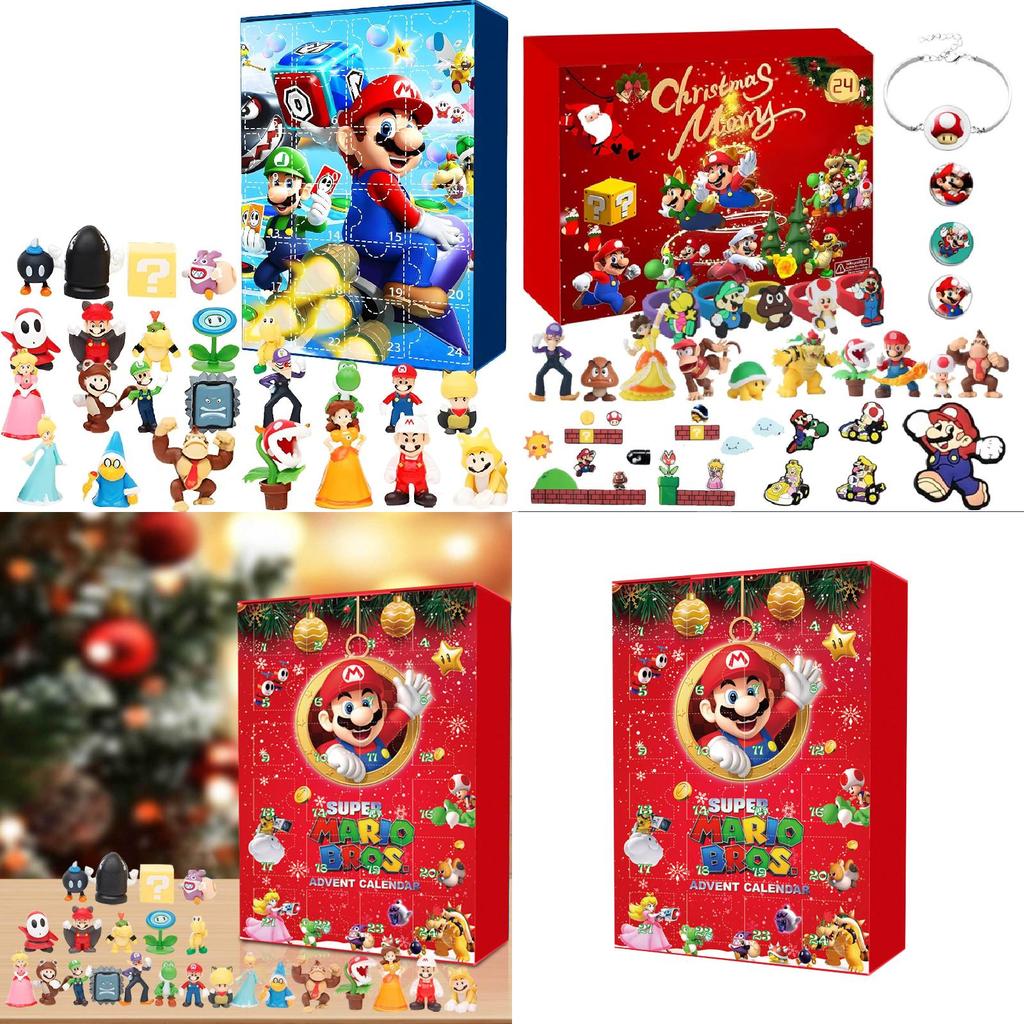 Decorazione Natalizia in Resina di Super Mario con Espositore a 24 Scomparti per Casa, Giardino, Eventi