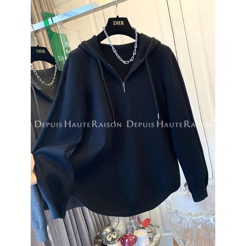 

Худи с молнией до половины, с начесом, для женщин, для ношения под одеждой осенью и зимой L чёрный