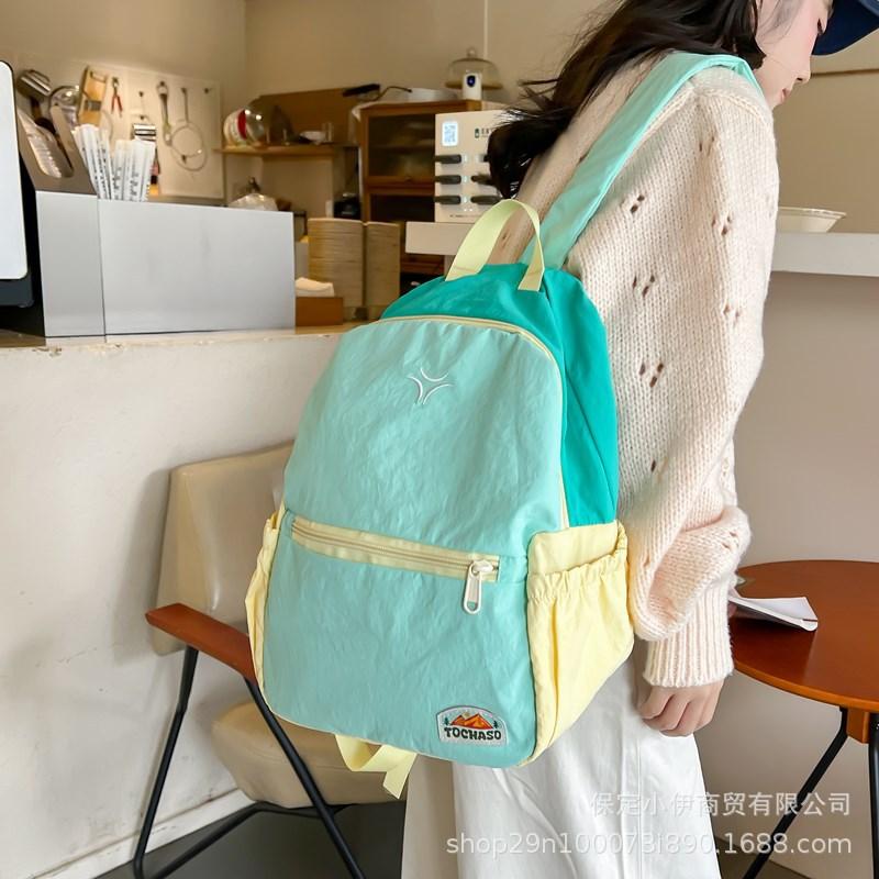 Schoolbag New Student School Bag 1011 New Boys and Girls Large Capacity Backpack Small Fresh Contrast Color Lightweight Backpack