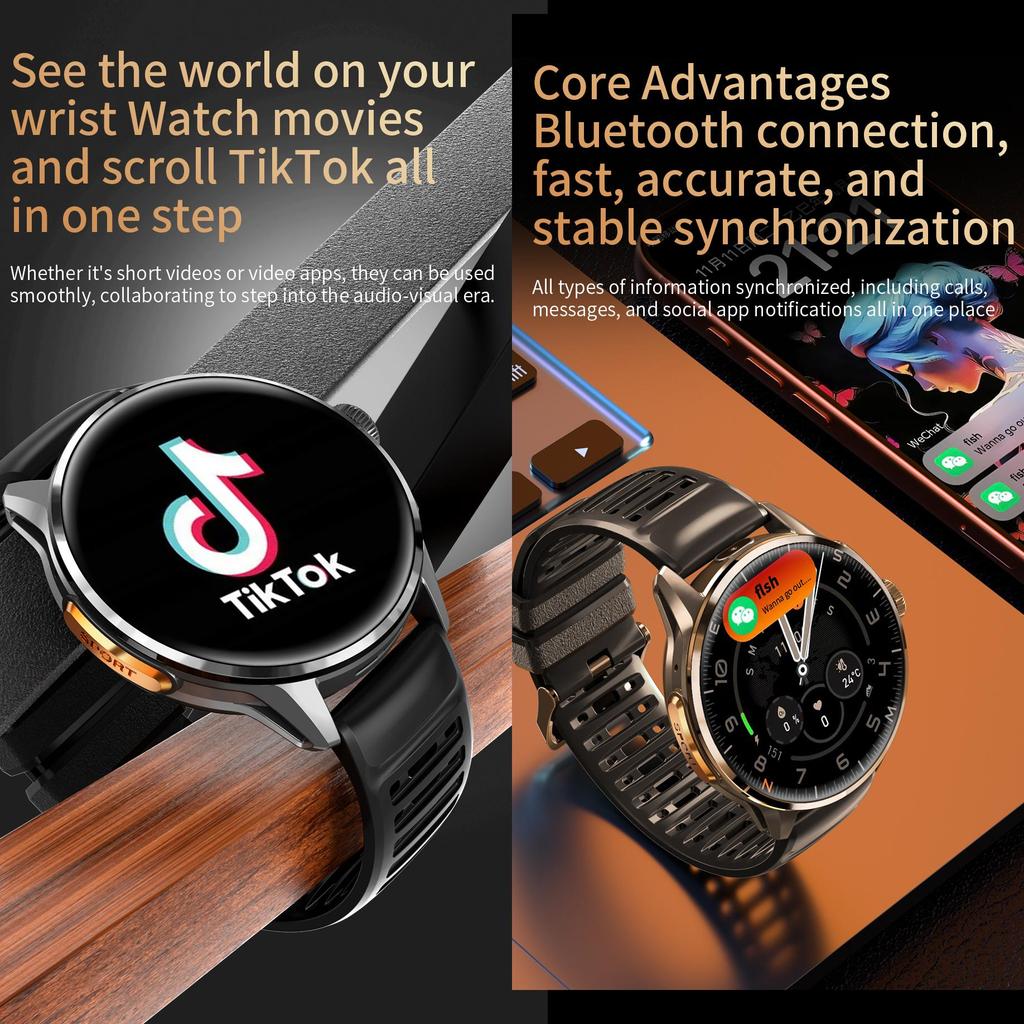 Android Smart Watch with SIM Card, AMOLED Touch Screen, Bluetooth Calling, Camera