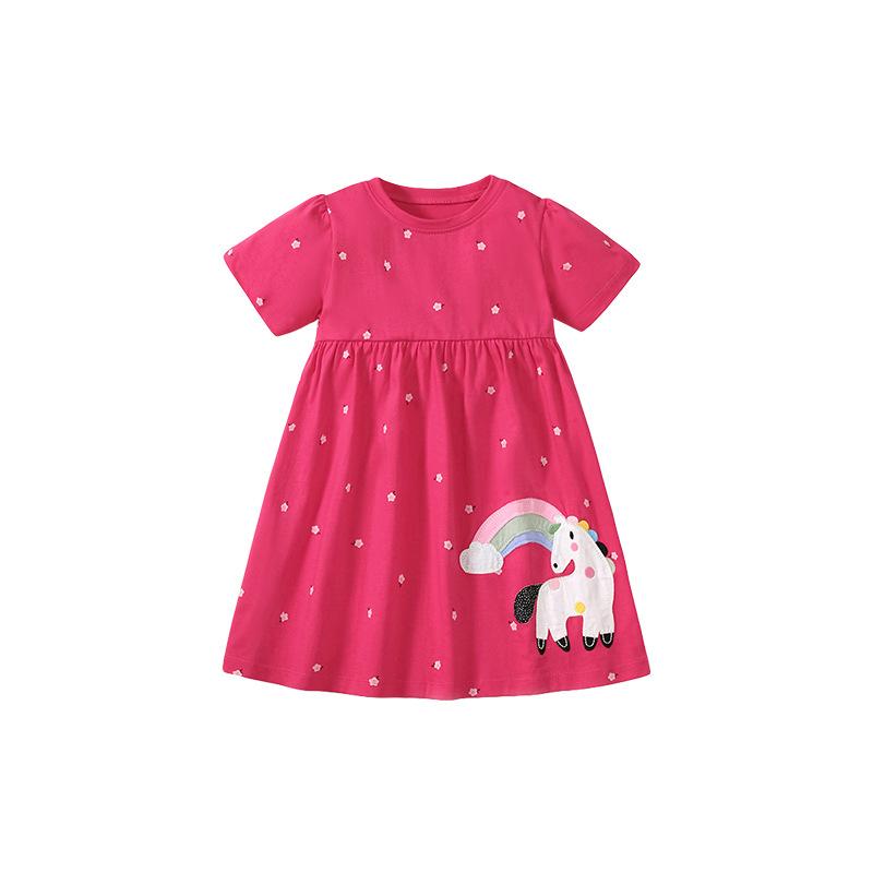 Robe de Princesse à Manches Courtes et Dessin Animé pour Filles Robe d'Été Décontractée pour Enfants