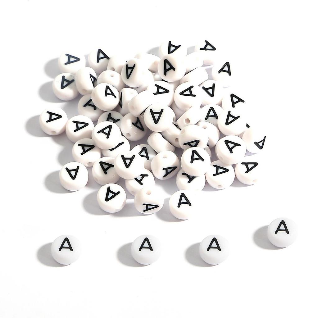 100Pcs Acrylic Letter Round Flat Beads DIY Jewelry Making Accessories