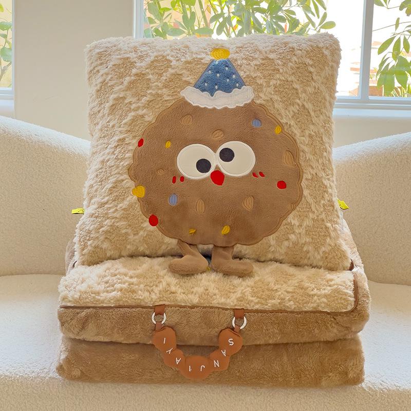 Winter Cartoon Kissen & Decke Kombi: Niedlich, Verdickt, Doppelte Verwendung für Auto oder Zuhause