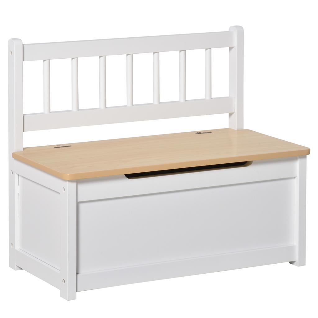 2 In 1 Wooden Toy Box Seat Storage Bench Storage Chest Cabinet Organiser With Safety Pneumatic Rod