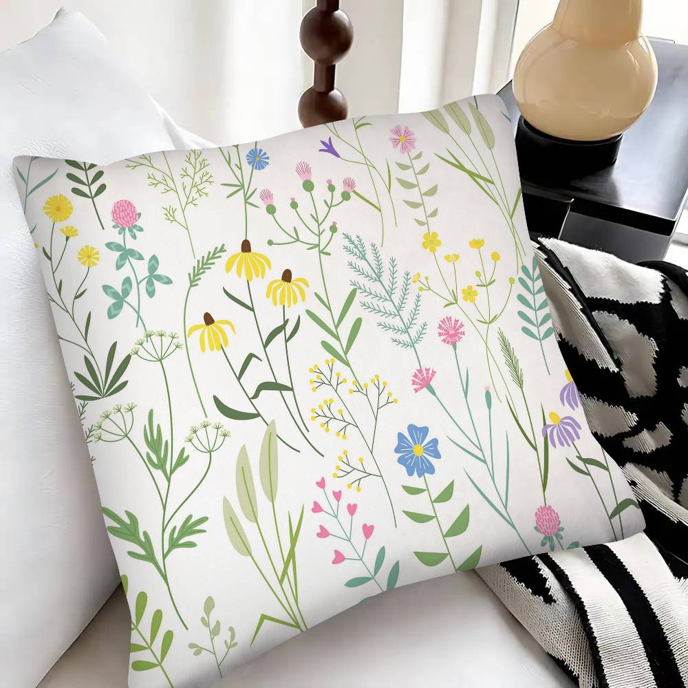 Spring Little Flowers Pillow Case Fashion Square Pillowcase Bedroom Sofa Room Ins Decoration Leisure