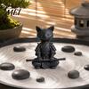 Artistic Cat Collectible 3D Printed Knight Figurine, Meditating Desk Decor with Zen Warrior Pose, Shape Decoration Minimalist Frosted Animal Sculpture