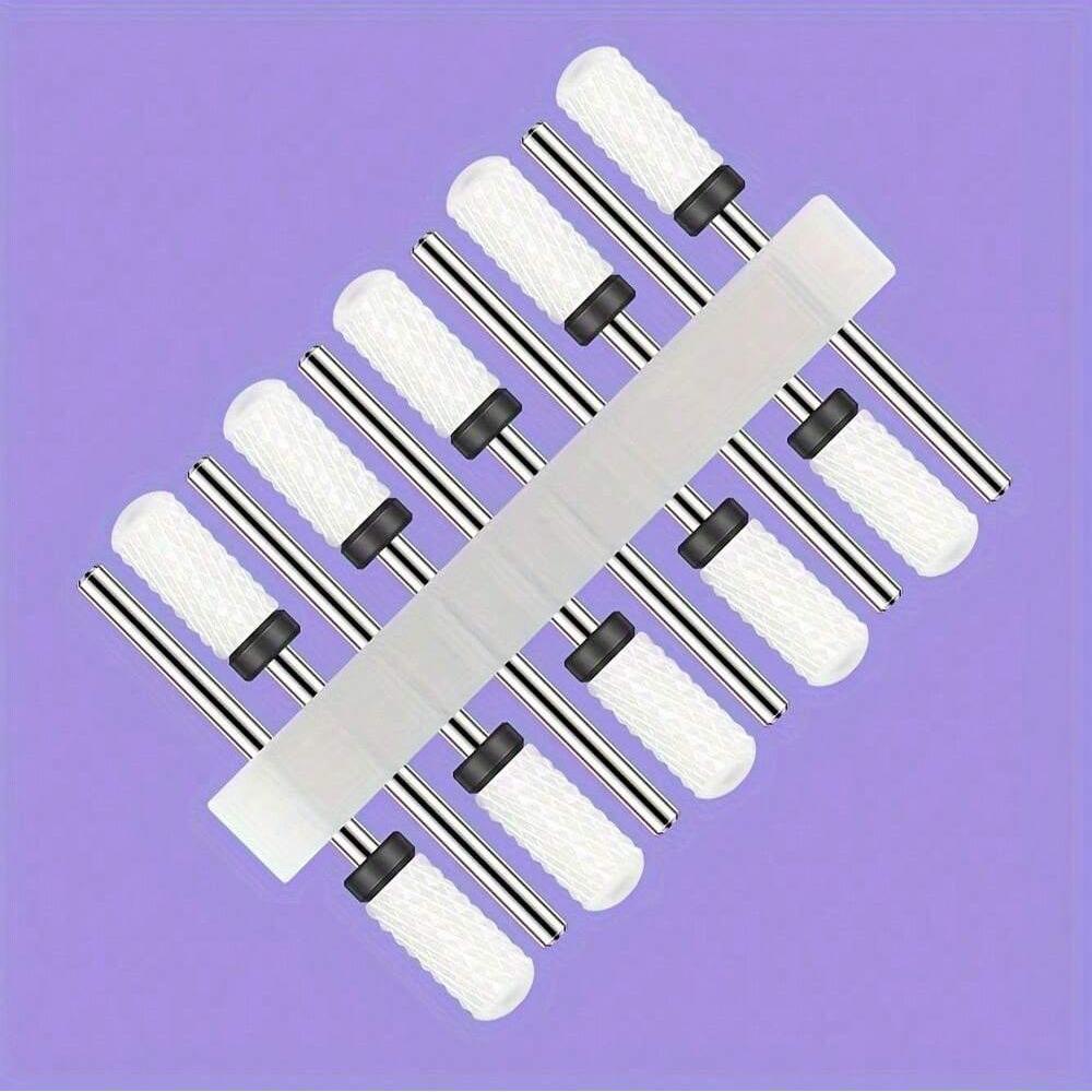 10pc/Set Ceramic Milling Cutter Nail Drill Bits Burr Gel Polish Remove Tools Cuticle Electric Manicure Files Kit Accessories