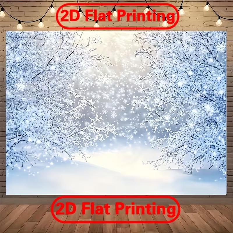 2D White Winter Wonderland Backdrop 2D Flat Print for Holiday & Family Photoshoot