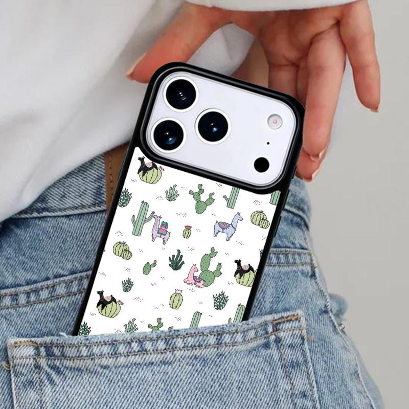 Kawaii Cute Llama Alpaca Phone Case for iPhone 16e 15 14 13 12 17 Pro Max Plus Air 17pro Cover Coque