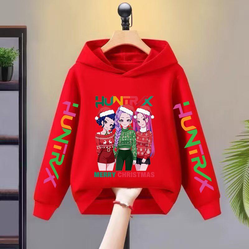 

2025 Рождественское K-Pop Худи Охотницы на демонов Huntrix Осенняя Детская Спортивная Рубашка с Длинным Рукавом Детская Одежда Топ 140