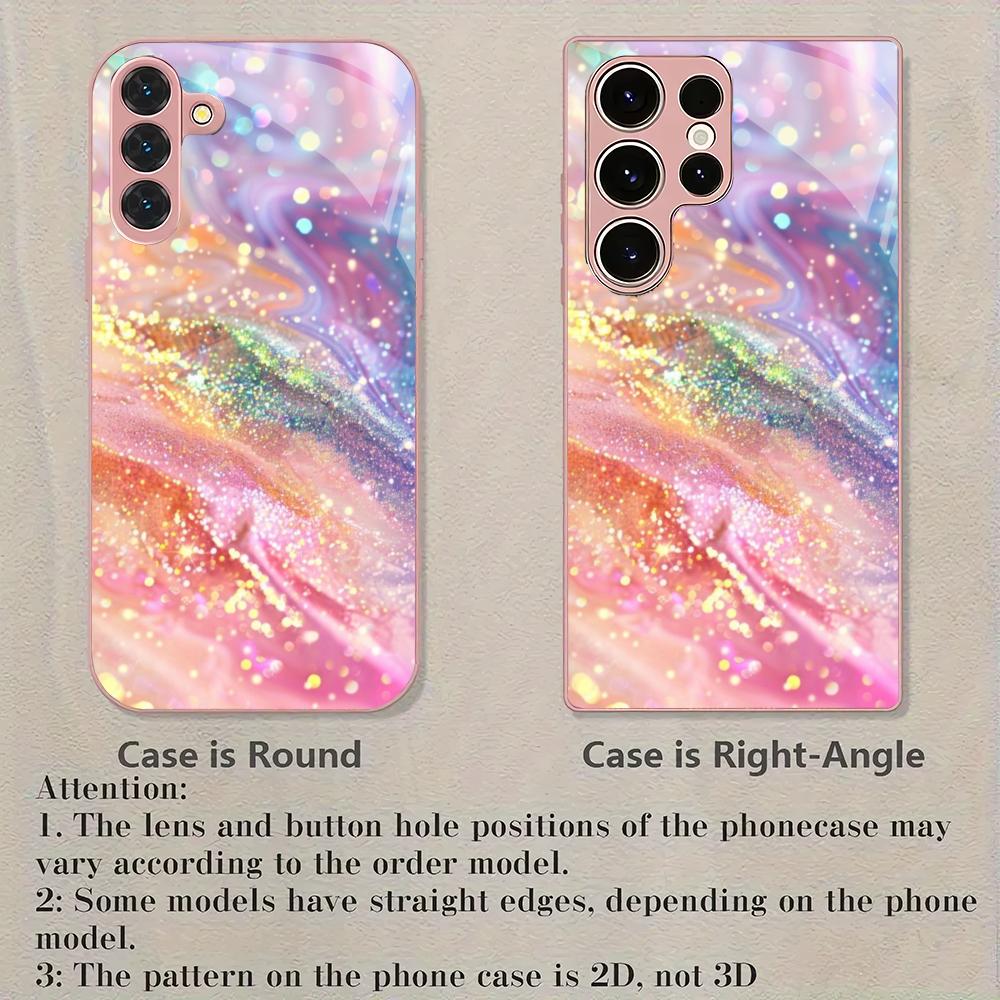 Pink textured pattern glass phone case suitable for Samsung Galaxy S26 S25 S24 S23 S22 S20 FE/Ultra/Plus shockproof back cover