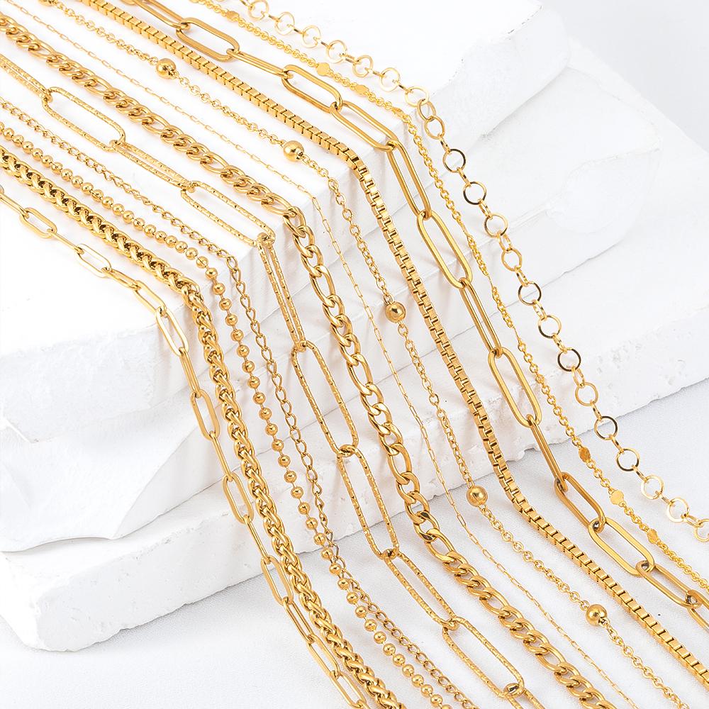 2Meters Multi-Style Stainless Steel Gold Color Link Chain for DIY Women Man Bracelet Necklace Chains Jewelry Making Accessories