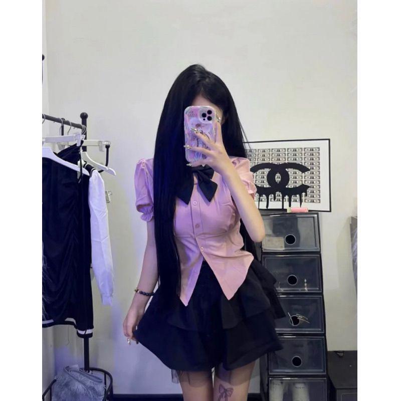 2024 Sommer Petite Damen Super Fee Puffrock & Kurzarm JK Uniformhemd