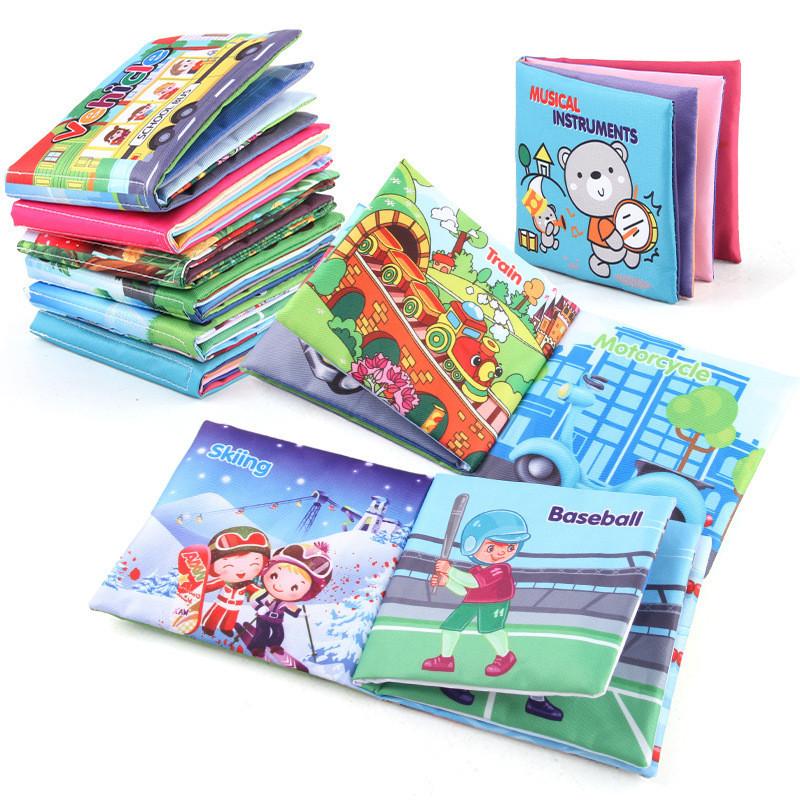 Baby Early Education English Enlightenment Cloth Book With Tear-resistant And Sound Paper Traffic Vehicles Children's Cloth Book