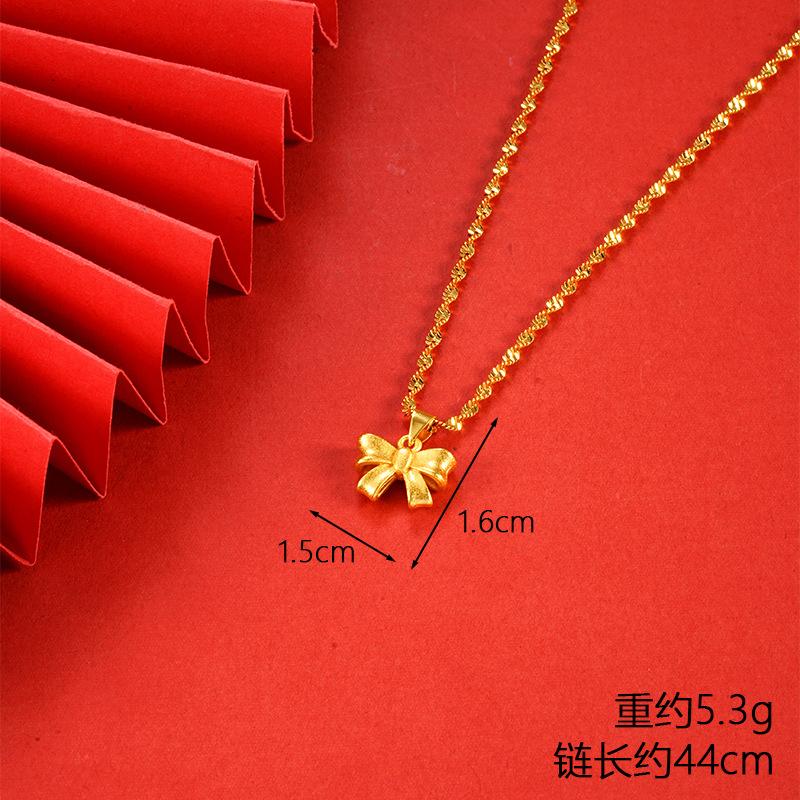 Vietnamese gold-plated necklace for women, long-lasting color, vintage heart-shaped imitation gold jewelry, copper alloy accessory, new clavicle