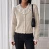 Women's Mesh Collar Knit Cardigan Sweater, Open Front Knit Jacket for Daily Wear