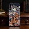 Japanese Ukiyo-e Tiger Phone Case For Samsung S25,24,23,22,30,21,10,9,Ultra,Plus,Lite Soft Black Case