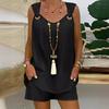 2024 Elegant Solid Color Women's Sleeveless Top & Shorts Set - European & American Style