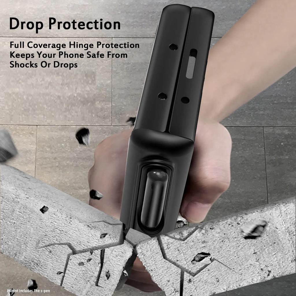 Matte Bracket Folding Hinge Pen Holder for Samsung Galaxy Z Fold 5 Case with Tempered Film Shockproof Stand Protection Hard Back Full Protection Cover