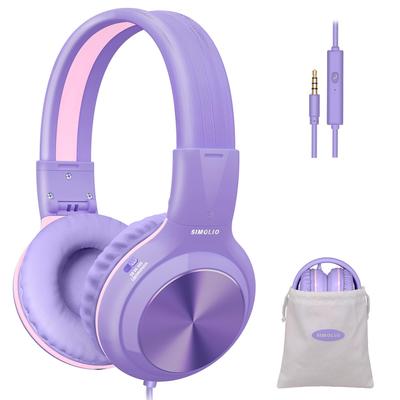 SIMOLIO Headphones with Wired Hearing Protection for Children and Foldable Kids Suitable for Purple 904V Children's Microphone, Adults, Headphones,