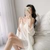 Pajamas women's spring and autumn golden velvet suspender nightgown two-piece set sexy pure desire French loungewear can be worn outside