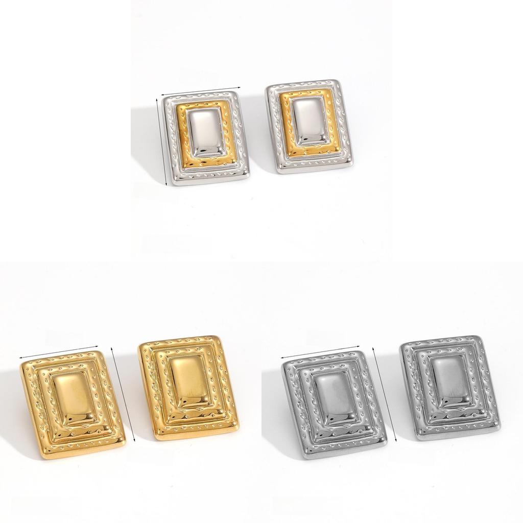 Geometric Stainless Steel Layered Earrings For Womens Fashion Jewelry
