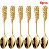 6pcs Exquisite Rose-handled Coffee Spoon, High-quality Stainless Steel Tea Spoon, Elegant Flower-shaped Ice Cream Spoon, Cute Spoon for Home