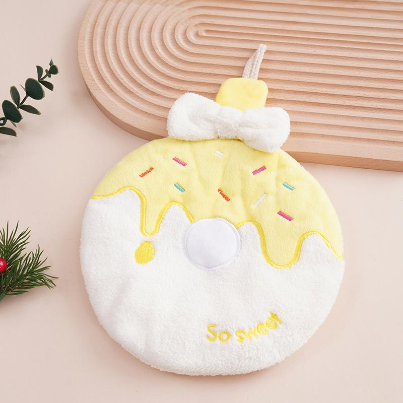 1Pcs Cute Donut Towel with Hanging Function Absorbent and Soft Not Easy To Shed Hair Kitchen and Bathroom Small Towel