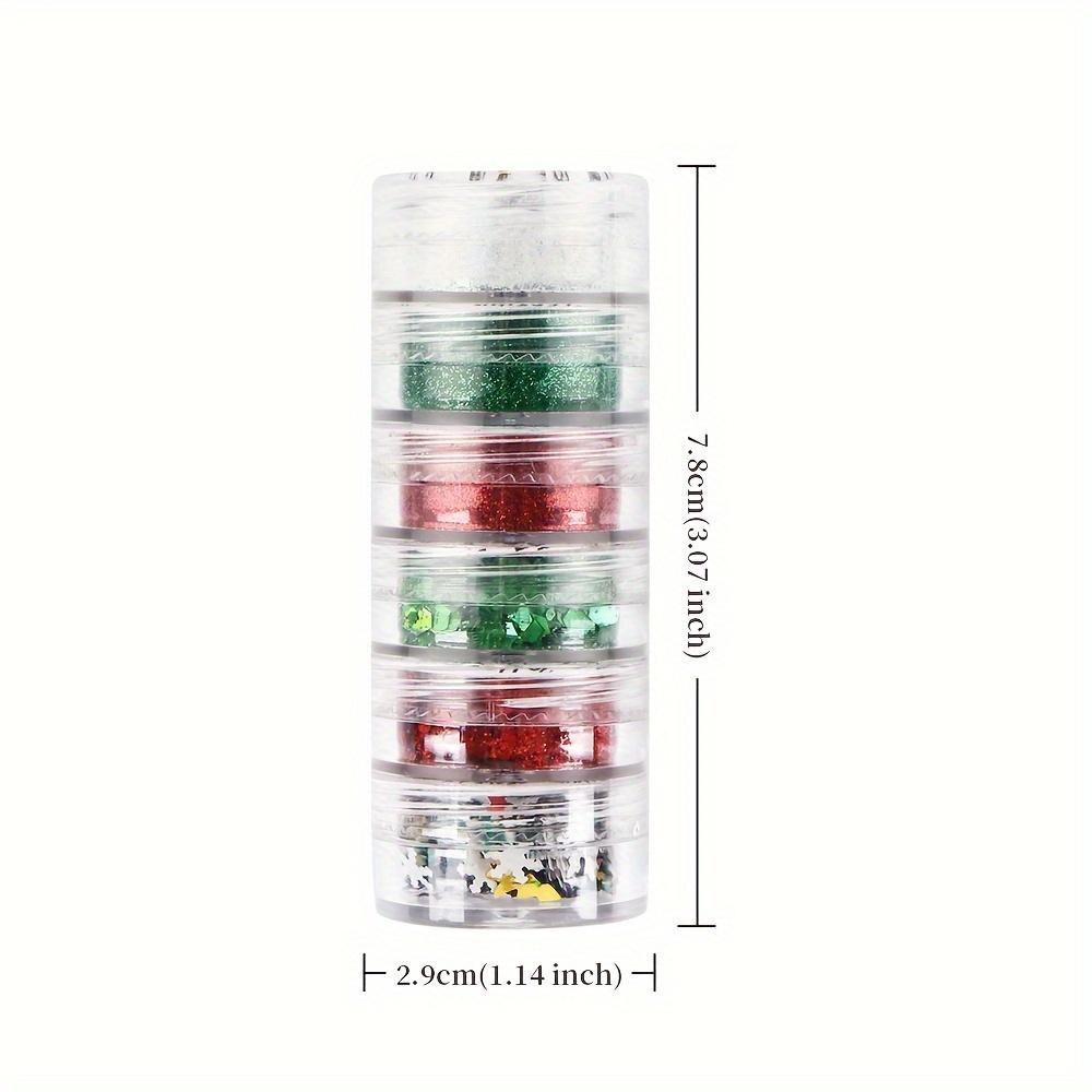 Christmas Resin Filler Glitter Flakes 6-Pack - Festive Red & Green Sparkling Sequins - Snowflake, Christmas Tree & Star Confetti