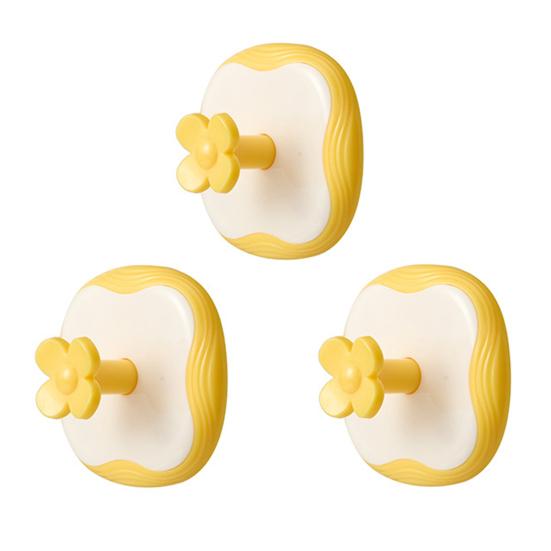 3Pcs Flower Adhesive Hooks Waterproof Bathroom Towel Hook Cute Wall Hook for Kitchen Utensils Bedroom Clothes Entryway Keys Storage