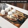1Pcs Rubber Drying Mat With Coffee Pattern Print For Coffee Shop Restaurant Kitchen Carpet Tableware Durable Diatom Mud Table Mat Pet Mat Coffeeware