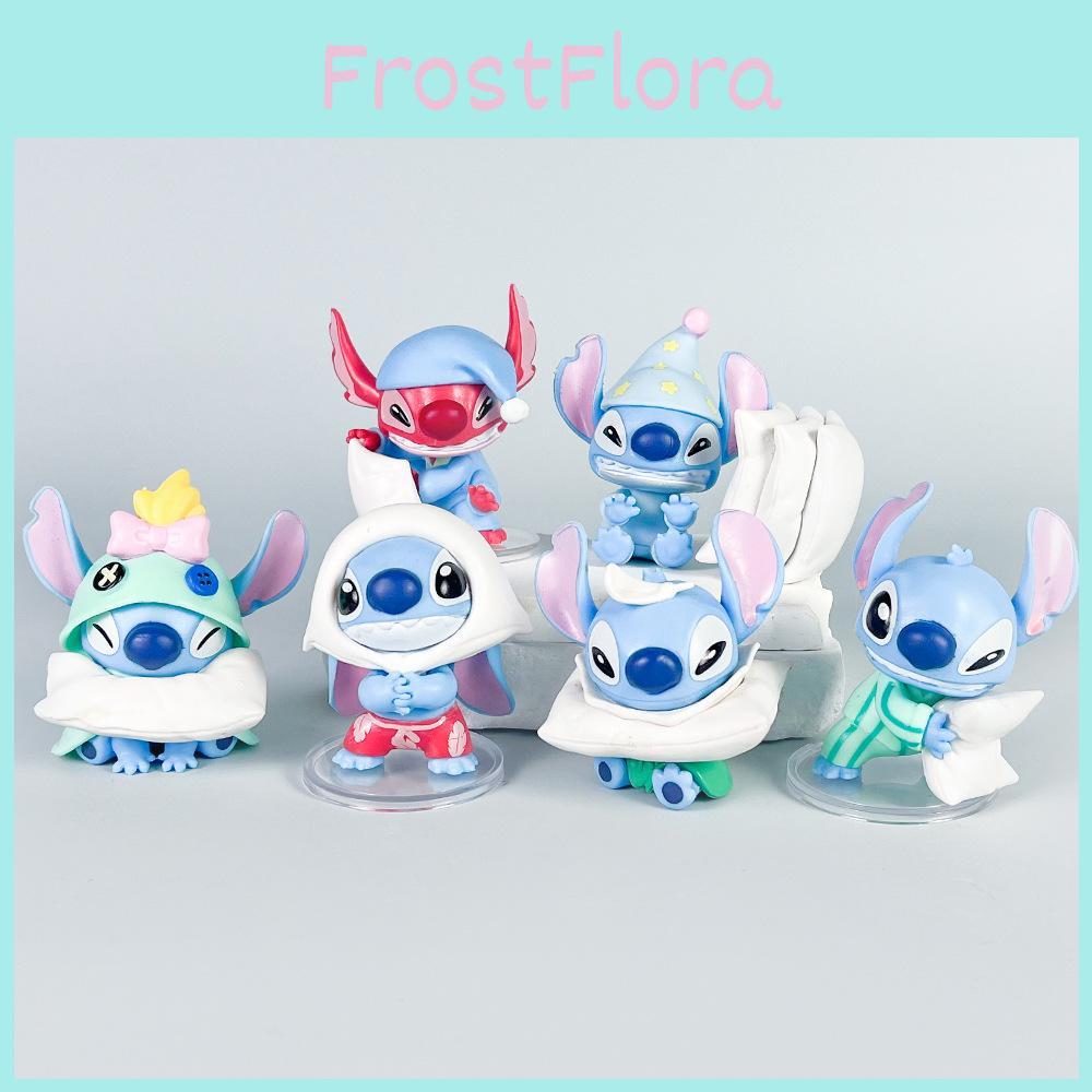 6 Pcs Stitch Sleepwear Pillow Design Mini Model Desktop Ornament Decor Set For Kids And Fans