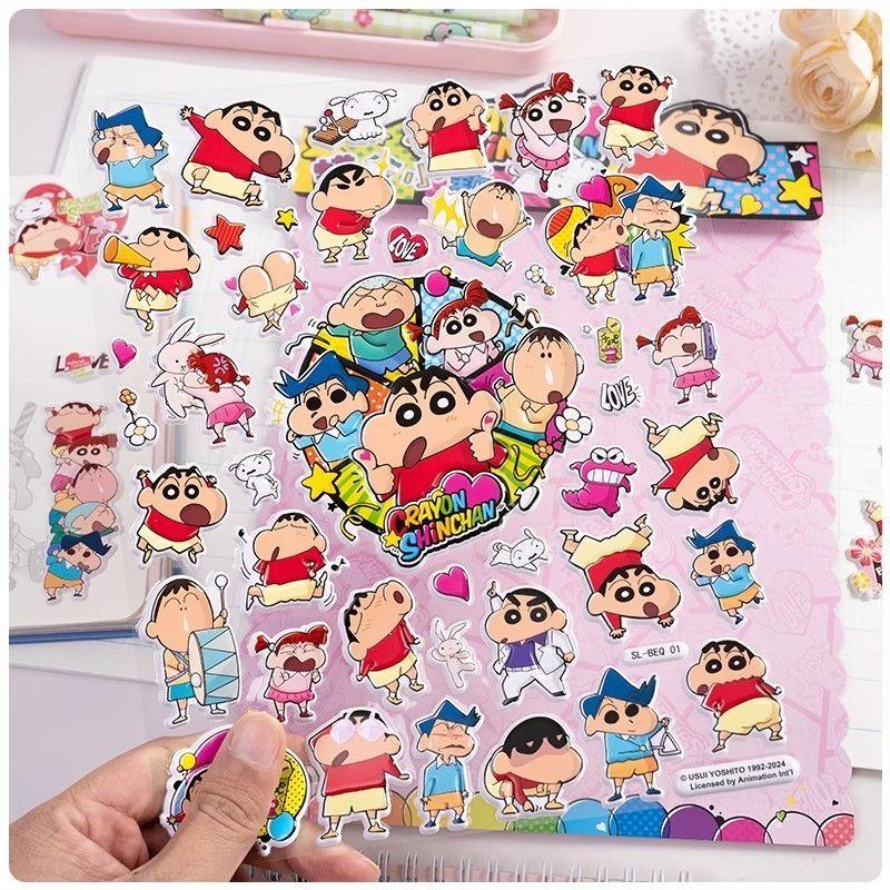 Crayon Shin-chan Double-layer Bubble Stickers, Cartoon Creative Dress-up Stickers, 3D Cute Stickers, Fun Reward Gifts