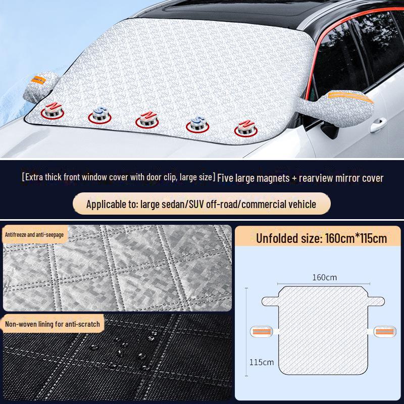 Car Windshield and Side Window Snow Shield - Anti-Frost Winter Cover and Sunshade