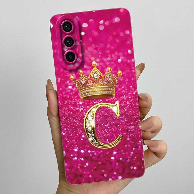 For Samsung Galaxy A37 A57 5G 2025 Crown Initial Letter Couple Phone Case SM-A376B SM-A5760 Soft Silicone Lens Protective Casing