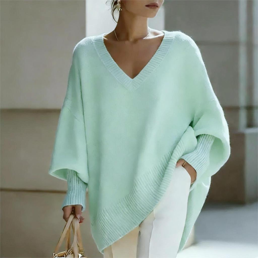 Spring 2026 Korean Style V-neck Knit Lantern Sleeve Sweater - Casual Miumiu Women’s Fashion