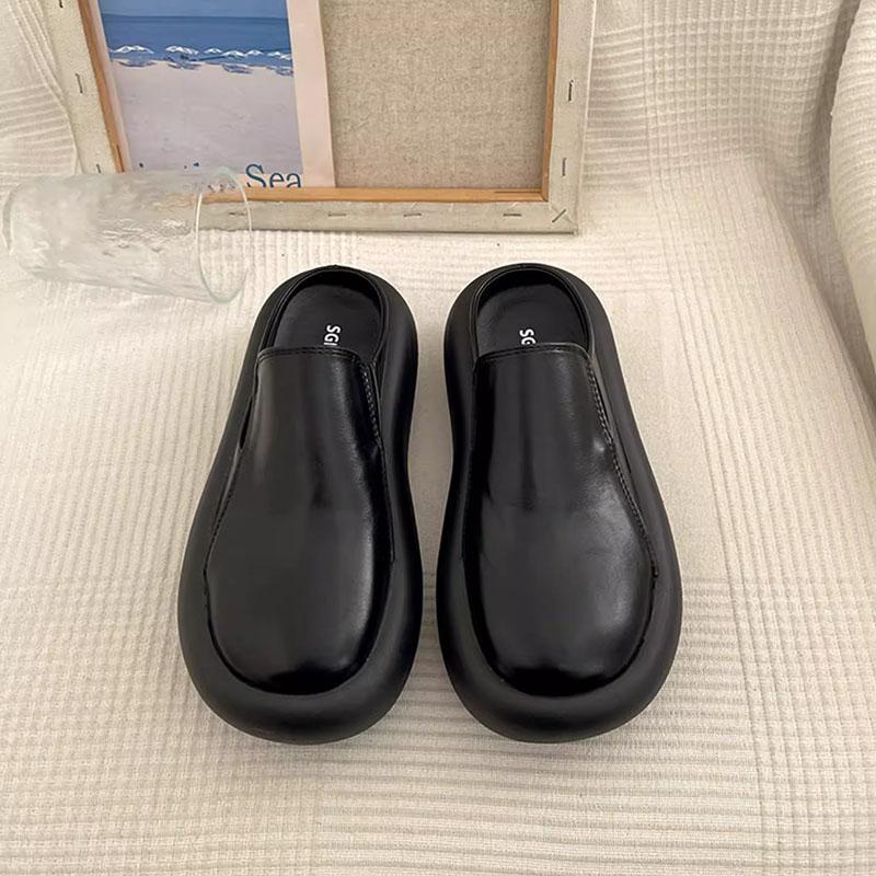 Comemore Thick Bottom Baotou Half Slippers for Women Casual Outside Wear Flat Platform Mules Slipper Spring Autumn Ladies Slides