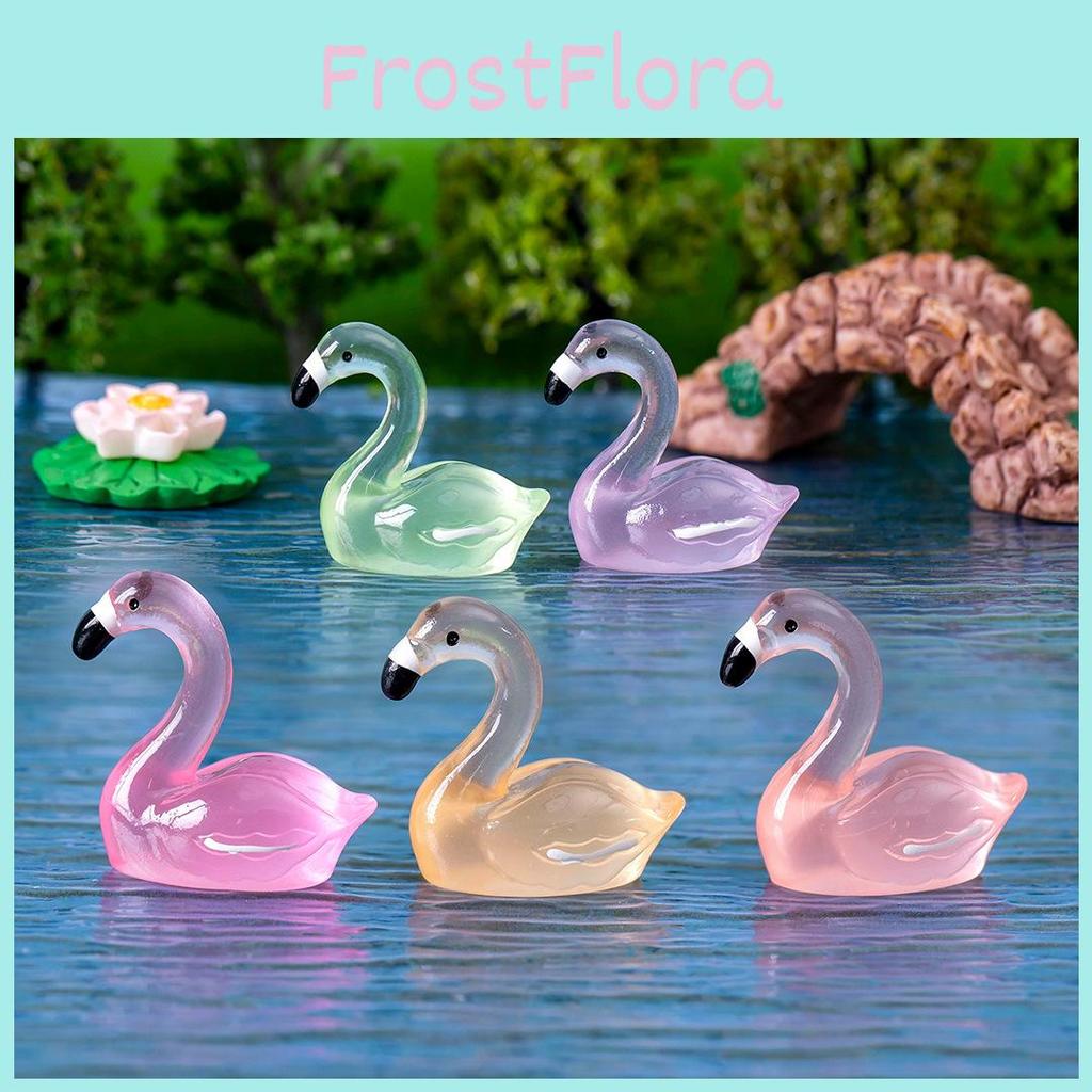 Charming Glow-in-the-dark Resin Flamingo Decor Adorable Miniature Aquarium Decoration