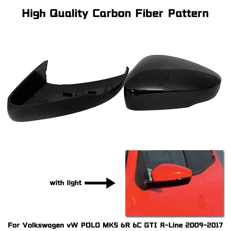 Side Mirror Cover Caps for Volkswagen Golf 6 GTI 7 MK7 R for MK6 Scirocco (Carbon Look) Passat B7 B8 Polo 6R 6C MK5 PLUS