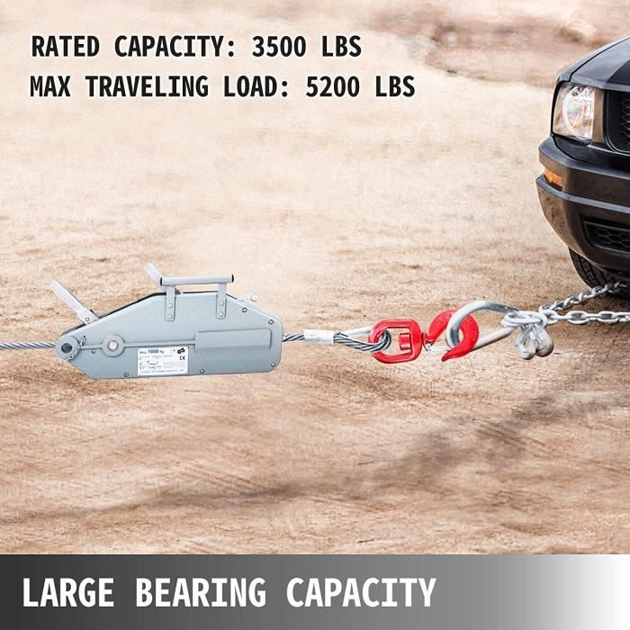 Manual Winch - VEVOR - 1.6 T - 20 M Cable - Aluminum Alloy - High Strength