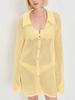 2025 Summer Women's Loose V Neck Button Coverup Cardigan Sexy Knit Mesh Beach Dress Swimsuit Cover Up Casual Vacation Wear K187