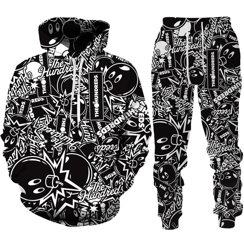 

Весенне-осенний спортивный костюм с забавным мультяшным абстрактным 3D принтом, Мужская/Женская толстовка с капюшоном + брюки для бега, комплект для бега, одежда для пары, костюм в стиле хип-хоп M