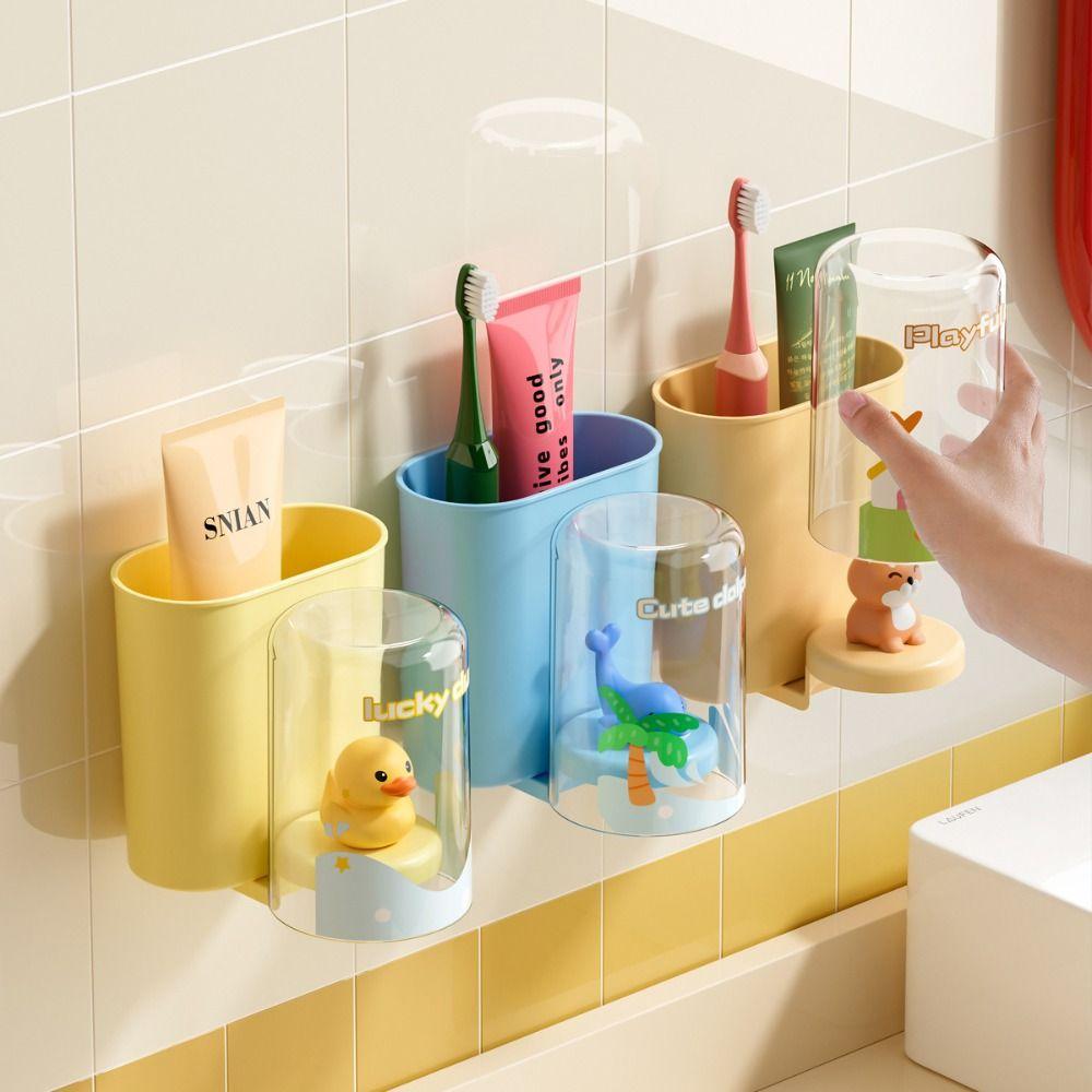 Mit Mundspülbecher Zahnbürstenbecher Wandmontiert Kinder Zahnbürstenständer Zahnpastahalter Badezimmer