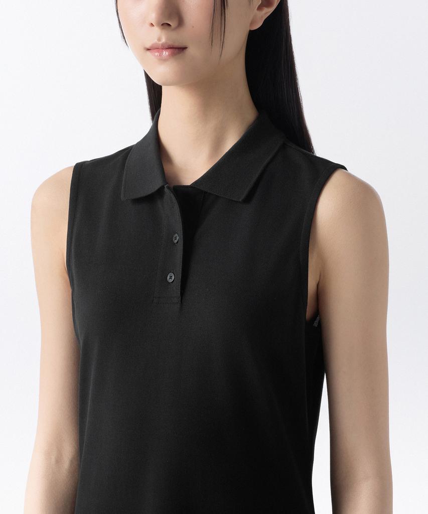 Musinsa Standard Woman [Cooltandard] Women'S Pleated Sleeveless Pique Polo Dress [Black]