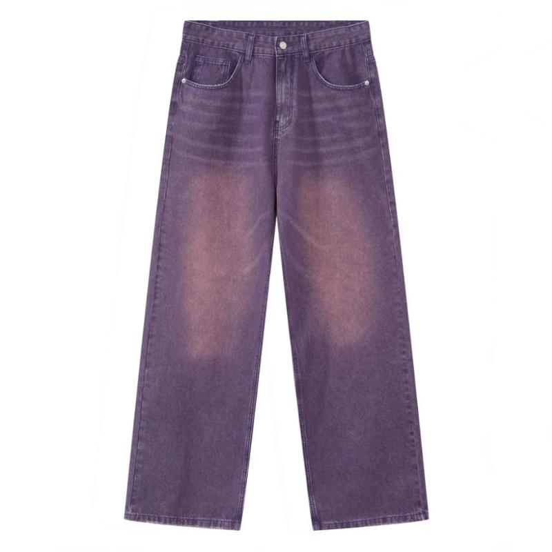New Spring Denim Pants Men and Women High Quality Men's Denim Pants Jeans Retro Gradient Color Wide Leg Pant Men