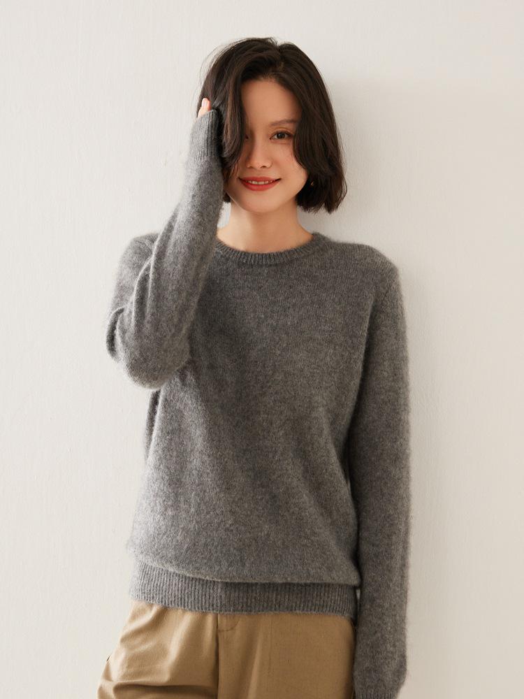 Autumn/Winter 2025 Women's Casual Cashmere Round Neck Pullover with Soft Knit Inner Layer