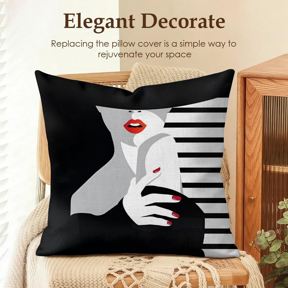 Vantage Federa Cuscino con Fantasia Elegante Dama Lino Naturale Tessuto Biologico Stampa Double-Sided Divano Decorazione Casa Regalo Federa
