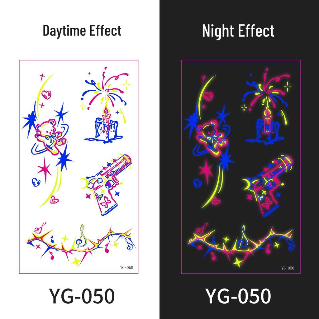 Neon Glow Music Festival Tattoo Stickers: Bright Fluorescent Designs for Concerts and Parties